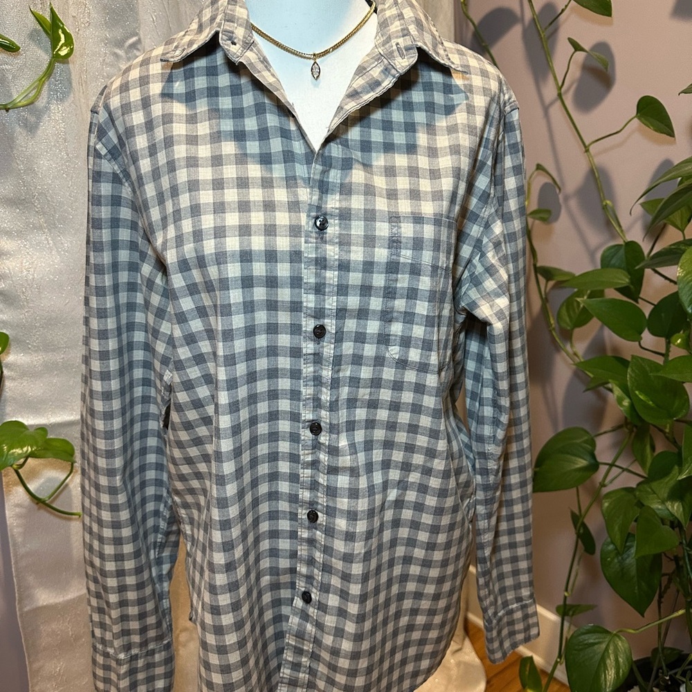 J. Crew Gray and White Casual Button Down Shirt
